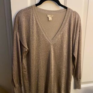 J. Crew Women's Metallic V-Neck Sweater - Gold
